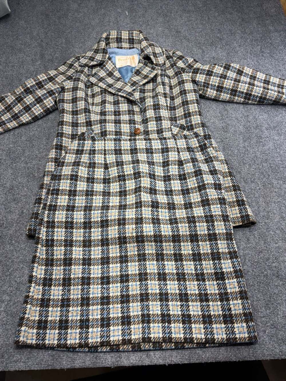 Vintage Pendleton Skirt Suit Womens 8-10 Blue/brn Plaid Wool Blazer Midi Set 70s